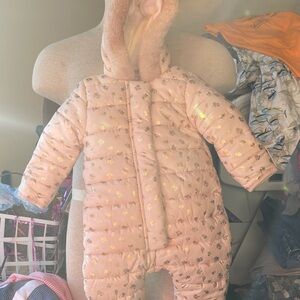 Gold Floral Kids Puffer Snowsuit